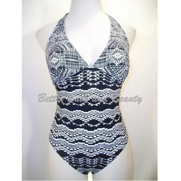 Merona Halter One‎ Piece Swim Suit MEDIUM Black - Picture 1 of 4